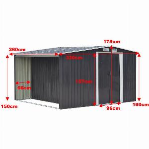 Garden Metal Storage Shed with Log Storage