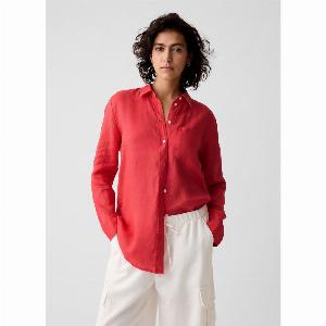 GAP  Camicia in lino boyfriend fit rossa con tasca Taglia L ora 2798