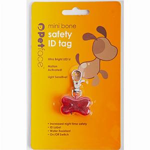 Petface Outdoor Paws Bone ID Safety Tag Red