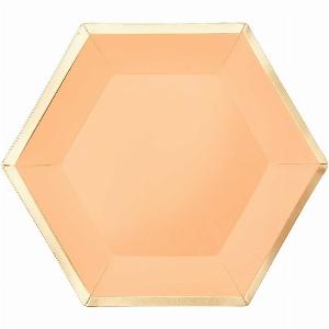 Pappteller Sechseck apricotgold 16x135cm 10 Stück