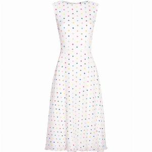 Sleeveless Midi Dress in Embroidered Dot Chiffon  Lettie