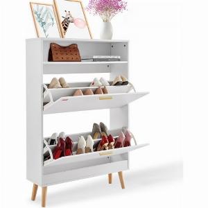 VEVOR Shoe Cabinet with 2 Flip Drawers Shoe Storage Cabinet for Entryway Free Standing Shoe Storage Organizer with Top Storage Cubby for Heels Boots Slippers in Hallway Living Room