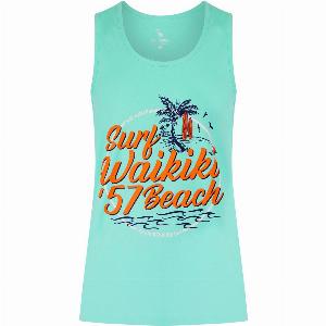 Vests Waikiki Beach Motif Print Cotton Vest Top in Aqua Splash  South Shore  M  Tokyo Laundry
