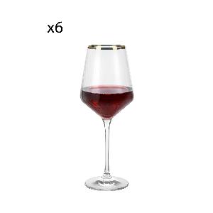 Set 6 calici vino 435 ml bordo oro Luster
