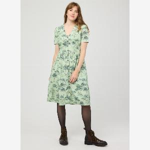 Joanie Clothing Natalie Tree Print ButtonDown Tea Dress US 12
