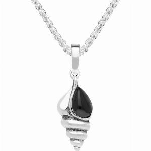 Small Shell Necklace in Sterling Silver and Whitby Jet now 6450 half price