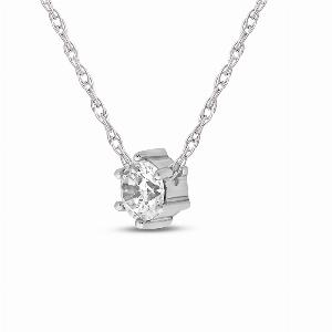Iconic Six Prong Lab Grown GH SI DIamond Solitaire Necklace  10K White Gold 12 ct tw