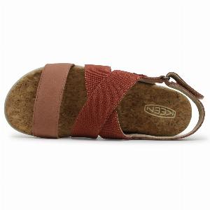Keen Elle Criss Cross Leather Textile Womens Comfort Sandals  Baked Clay Cork  SizeUK 6