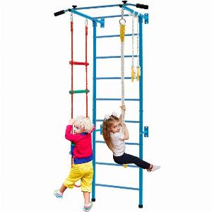 Kids Home Gym Set Wall Ladder Set With Rope and Gymnastic Rings For 3