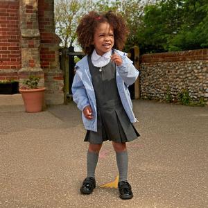 Fantasy Black patent girls riptape first school shoes