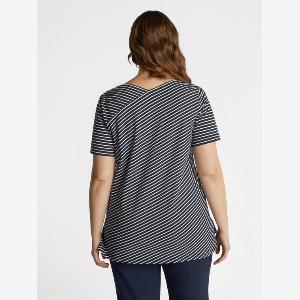 Fiorella Rubino  Tshirt blu a righe con strass taglia L ora 3430