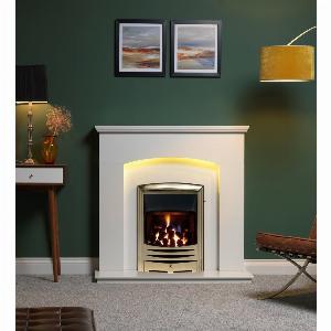 Cartmel Arctic White Marble Fireplace with Downlights Now 580 Save 24