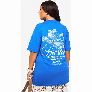 Womens Plus Houston Oversized TShirt  Blue  18