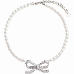 SelfPortrait Bow Necklace Pearl