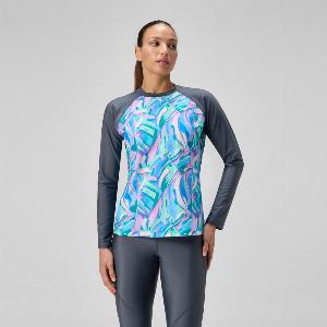Half Price Womens GreyGreen Long Sleeve Printed Swim Shirt
