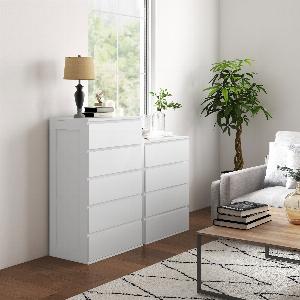 HOMCOM Commode 4 tiroirs meuble de rangement sans poignées design minimaliste 60 x 40 x 80 cm blanc