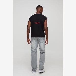 Herren Jeans Hosen mit geradem Bein und Riss am Knie  Ice Grey  Größe 32R  boohooMAN