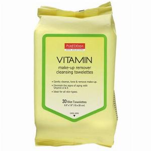 Purederm Lingettes démaquillantes et démaquillantes Vitamines 30 Lingettes humides