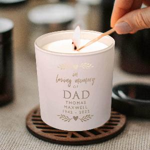 Personalised memorial engraved scented candle   Special Memorial Gift For Dad  Letterfest