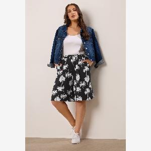 Yours Curve Short Palmier Noir Et Blanc Womens Curve  Plus Size Yours