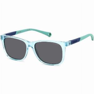 Polaroid Enfant PLD 8058S MVUM9 Lunettes de soleil Plastique Bleu clair Gris Carré Polarisé