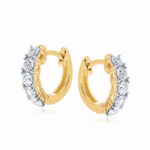 Lab Grown Five Stone Diamond Hoop Earring 4 ct tw  14K Yellow Gold
