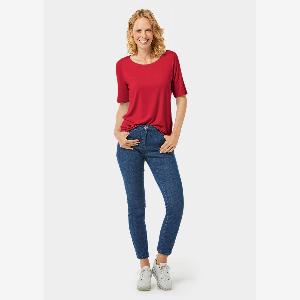 Kombistarkes Halbarmshirt mit tonaler Zierkante  rot  Gr 19 von Goldner Fashion