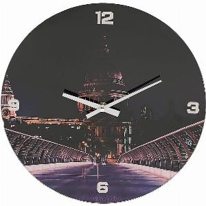Hometime St Pauls Cathedral Design Glass Wall Clock 30cm  Black