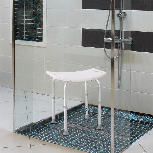 HOMCOM Siège de Douche réglable en Hauteur Tabouret de Douche Ergonomique Pieds antidérapants Charge Max 136 Kg alu HDPE Blanc