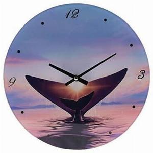 Hometime Whale Design Glass Wall Clock 30cm  Sky Blue