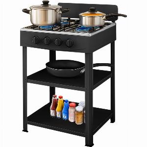 Cucina a Gas da Esterno con Supporto e 2 Ripiani Acciaio  Potente e Pratica