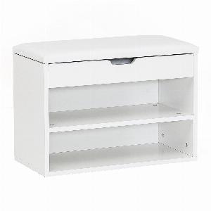 FineBuy Schuhbank mit Sitzfläche GarderobenBank Holz 60 x 40 x 30 cm Holzbank klein gepolstert Sitzbank schmal Flur mit Stauraum Truhenbank Schuhtruhe Flurmöbel
