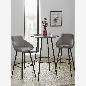 Dahlia High Bar Table and 2 Stool Kitchen Set Grey FAST DELIVERY UK