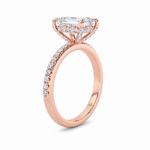Aurelia Half Coverage Hidden Halo Emerald Cut Lab Grown Diamond Engagement Ring  14K Rose Gold 1 13 CT TW