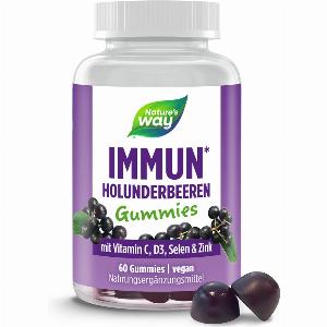 Immun Holunderbeeren Gummibärchen I 4in1 Formel Vitamin C D3 Zink Selen I HolunderbeerGeschmack I vegan I 60 Stk
