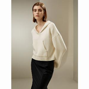 Felpa con cappuccio LILYSILK in lana bianca XL sconto 15 a 147