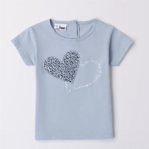 Tshirt azzurra a maniche corte con cuore 4b360 per neonata ora 16