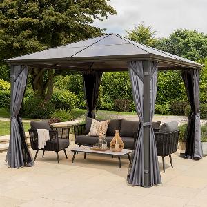 10 x 10 Garden Must Haves Runcton Grey Polycarbonate Garden Gazebo 3m x 3m