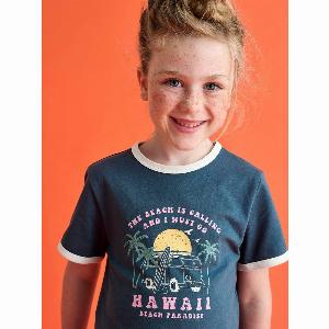 Girls cropped collegestyle Tshirt   ink blue