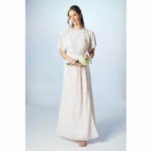 Pearl Embellished Batwing Bridesmaids Dress  Pink