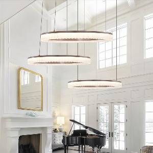 Red Aluminum Stepless Dimming Circular Pendant Light for Modern Interiors