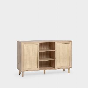 26 Rabatt Sideboard mit Schiebetüren aus Naturholz und Bambusverkleidung