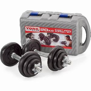 York 20kg Cast Iron Dumbbell Set in Case