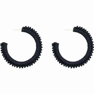 Black Woven Hoop Earrings