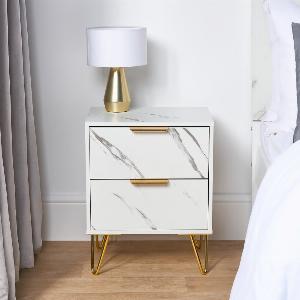 OHS TwoDrawer Bedside Table in White Marble Now 24 Save 23