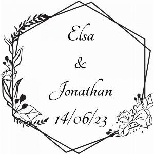 Tampon rond en bois pour mariage  Design floral unique