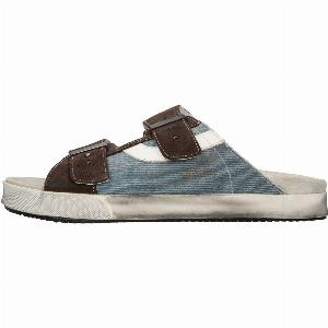 Mules in pelle camoscio e tessuto