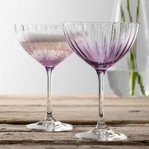 Set of 2 Amethyst Galway Crystal CocktailChampagne Saucers Now 1195