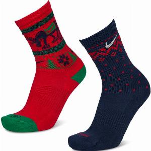 Nike Everyday  Cushioned Crew 2 Pack Unisex Socks  Red  Size 5  8  Cotton