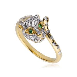 ECFEW The Unifier Tsavorite  Diamond Cheetah Ring in 9ct Yellow Gold